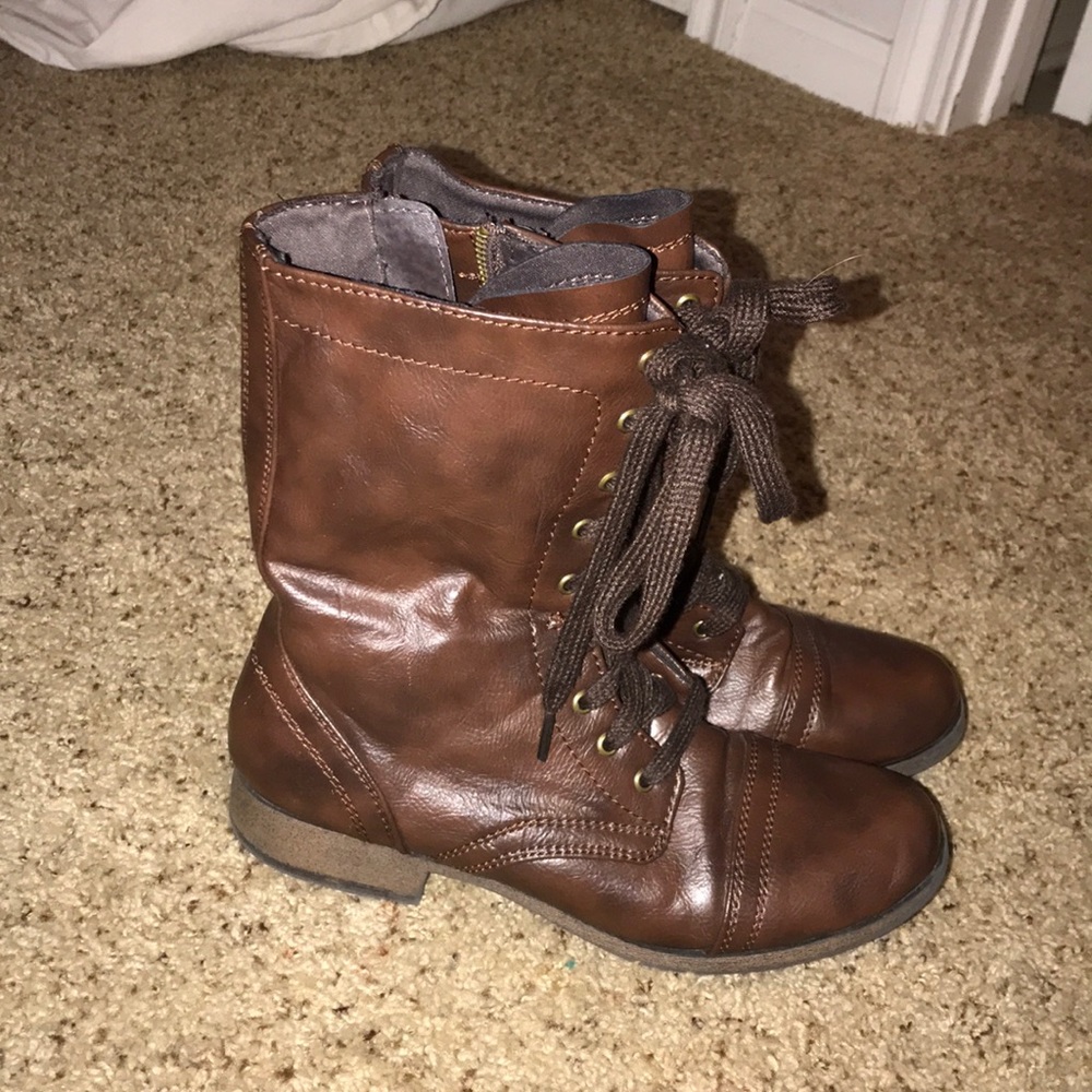 brown combat boots